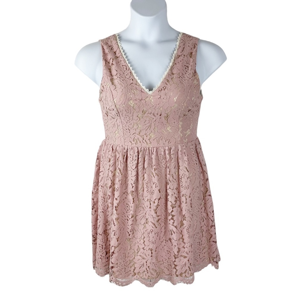 Altar'd State Lilac Double V Neck Lace Floral Mini Dress Sorority Rush Wedding